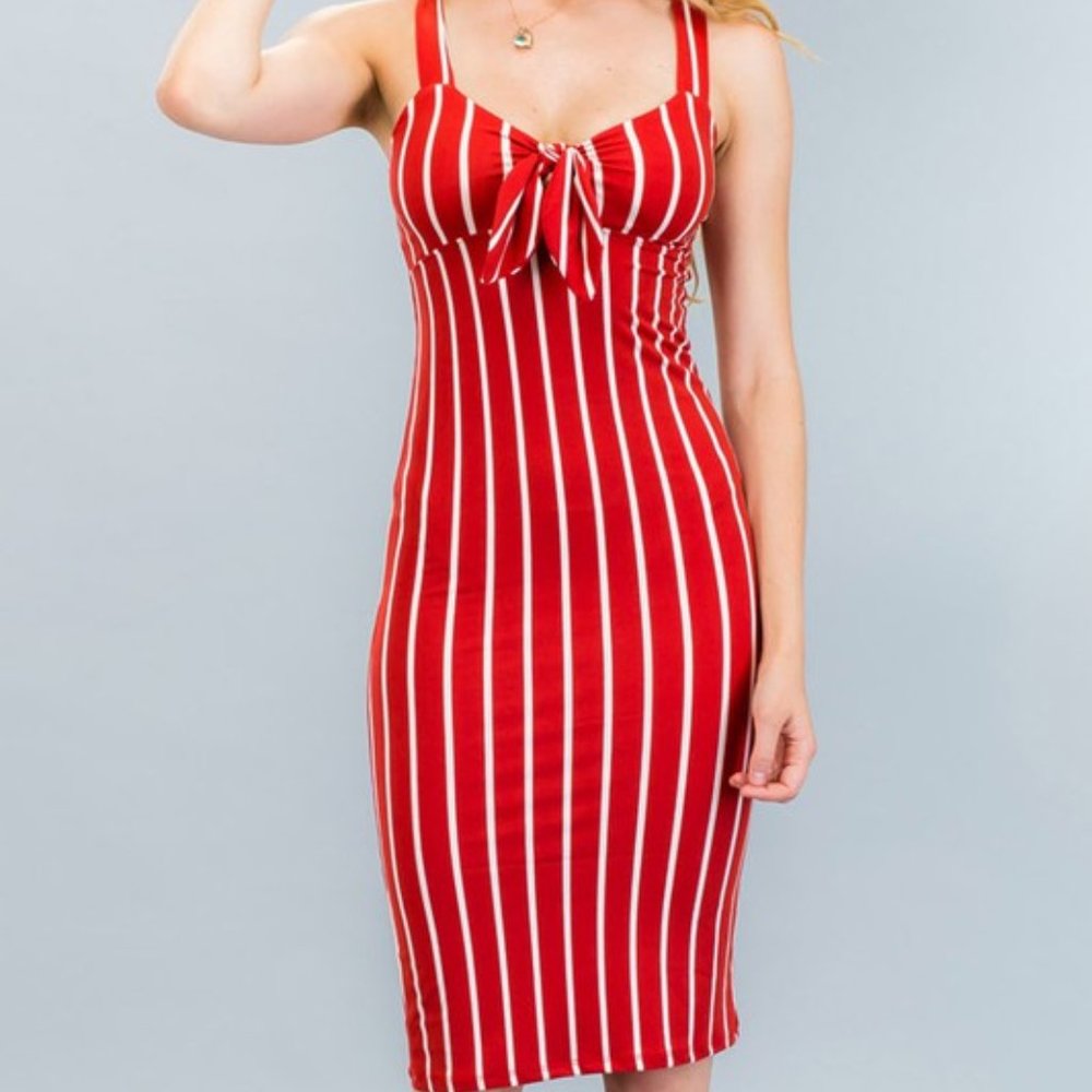 Capella Tie Front Striped Bodycon Dress